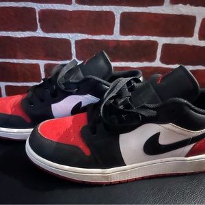 Nike Air Jordan 1 Low Sneakers - Black and Red 7Y